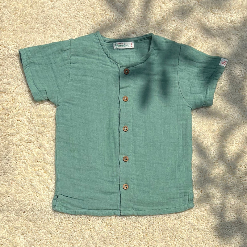 Front Open & Collar Shirt with Shorts | Sea Weed | Set of 3