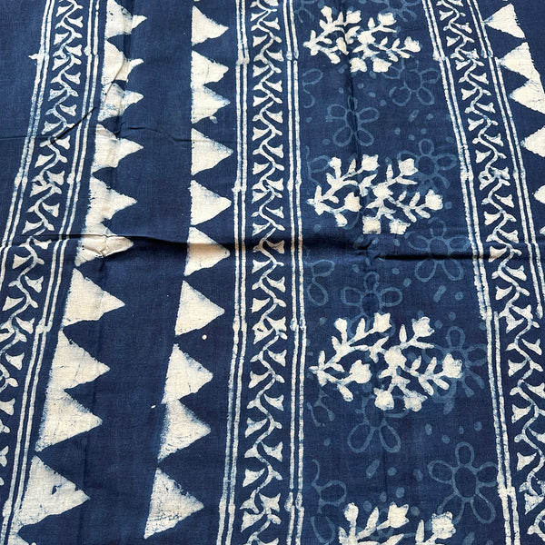 Handblock Printed Saree | Mulmul Cotton | Indigo