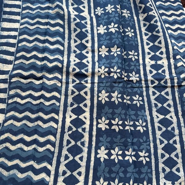 Mulmul Cotton Printed Saree | Indigo