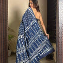 Mulmul Cotton Printed Saree | Indigo