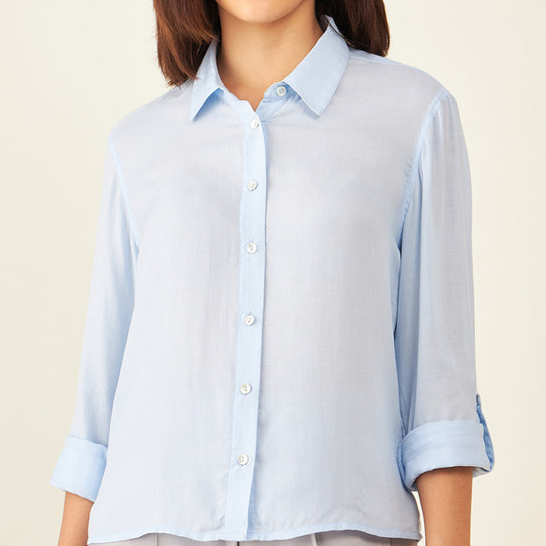 Light Blue Formal Shirt | Plant-Based Viscose | Blue