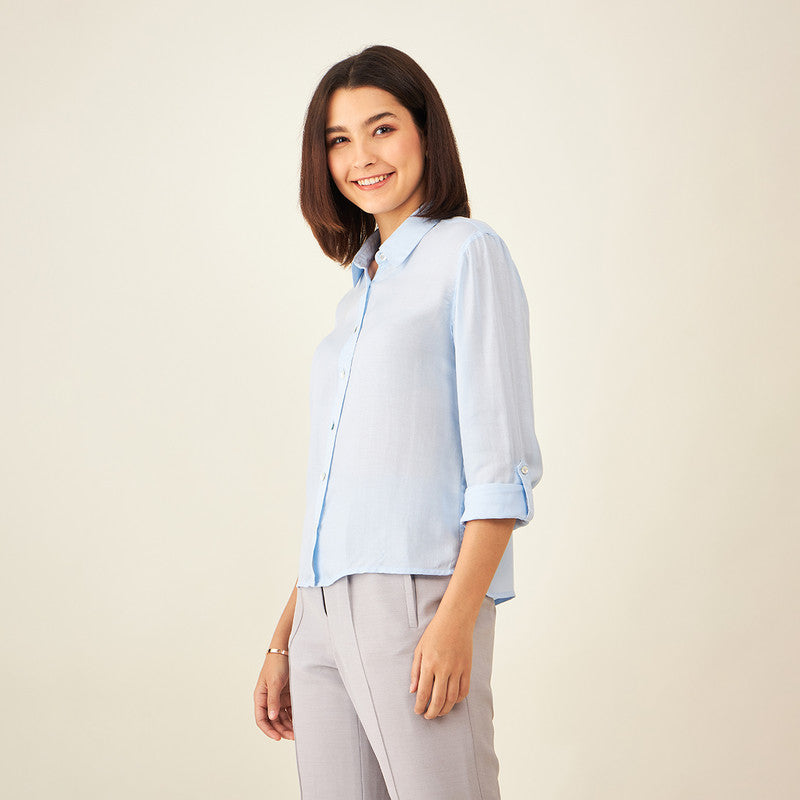 Light Blue Formal Shirt | Plant-Based Viscose | Blue