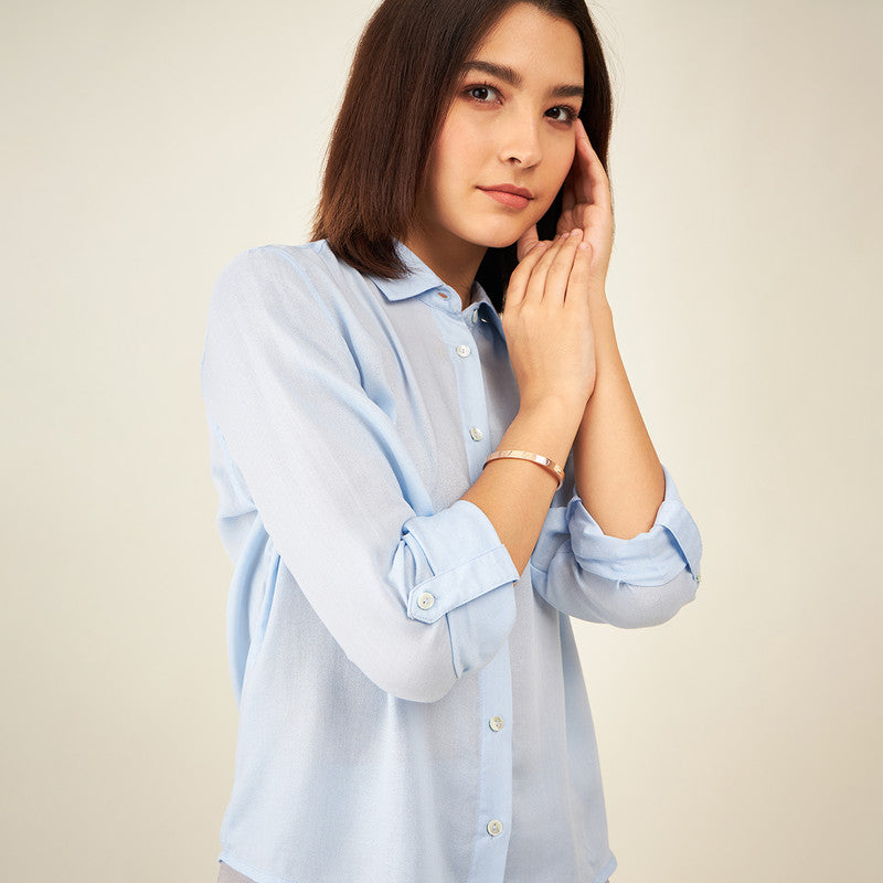 Light Blue Formal Shirt | Plant-Based Viscose | Blue