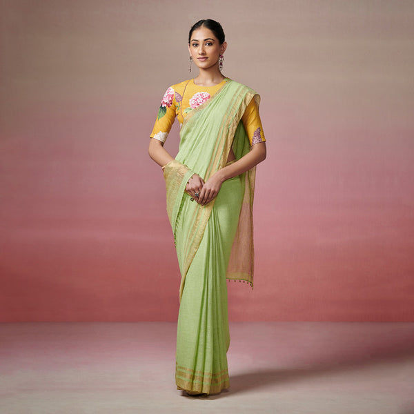 Linen Saree | Pista Green | Song of Spring