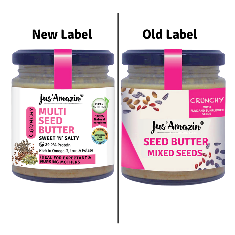 Crunchy Seed Butter | Flax & Sunflower Seeds | 29.2% Protein | Rich in Omega-3 | 200 g