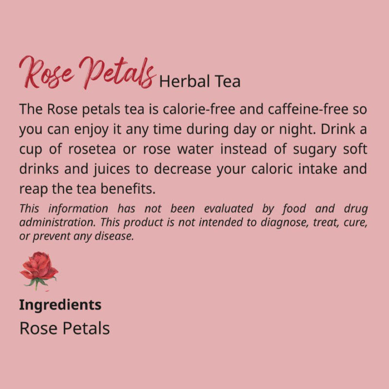 Rose Herbal Tea | Relax & High in Antioxidant | Hot Tea or Iced Tea | Relieves Stress | 25 g, 25 Cups