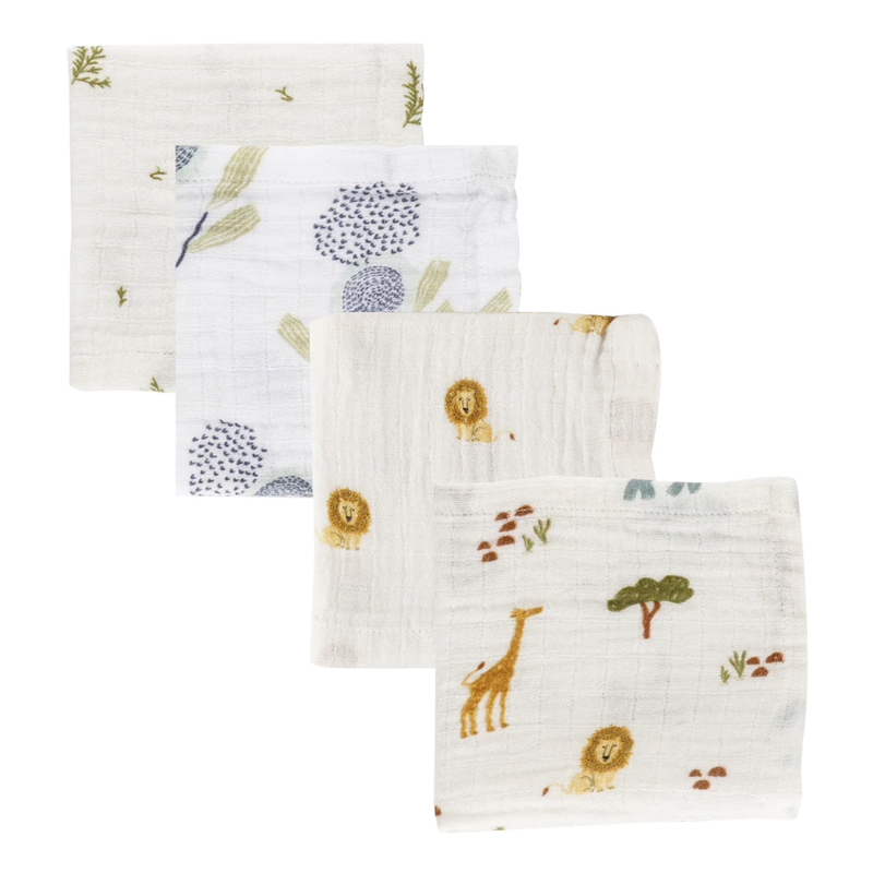 Baby Essentials | Organic Muslin Face Napkins for Baby | Set of 4