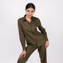 Linen Shirt for Women | Full Sleeves | Forest Green