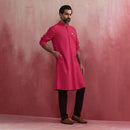 Cotton Pink Kurta for Men | Mandarin Collar