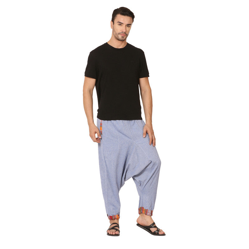 Cotton Harem Pants for Men | Lavender Blue | Tribal Print