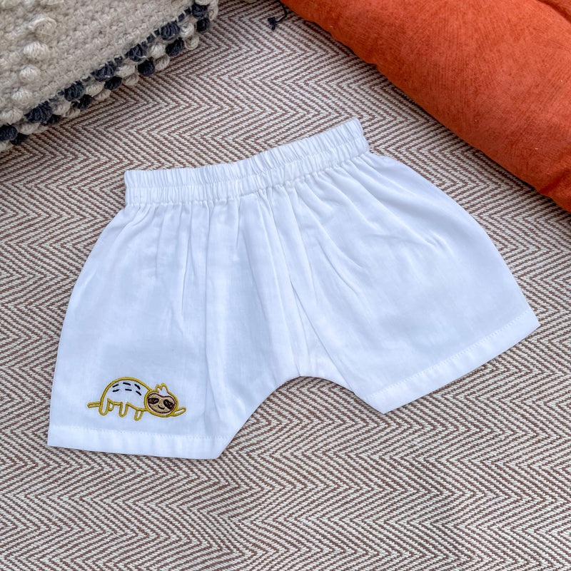 Cotton Kids Shorts Set | White