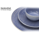 Ceramic Dinner Set | Stoneware | 2 Dinner Plates & 2 Bowl Katori | Mist Blue | Set of 4