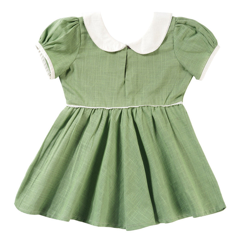 Cotton Dress For Baby Girls | Green