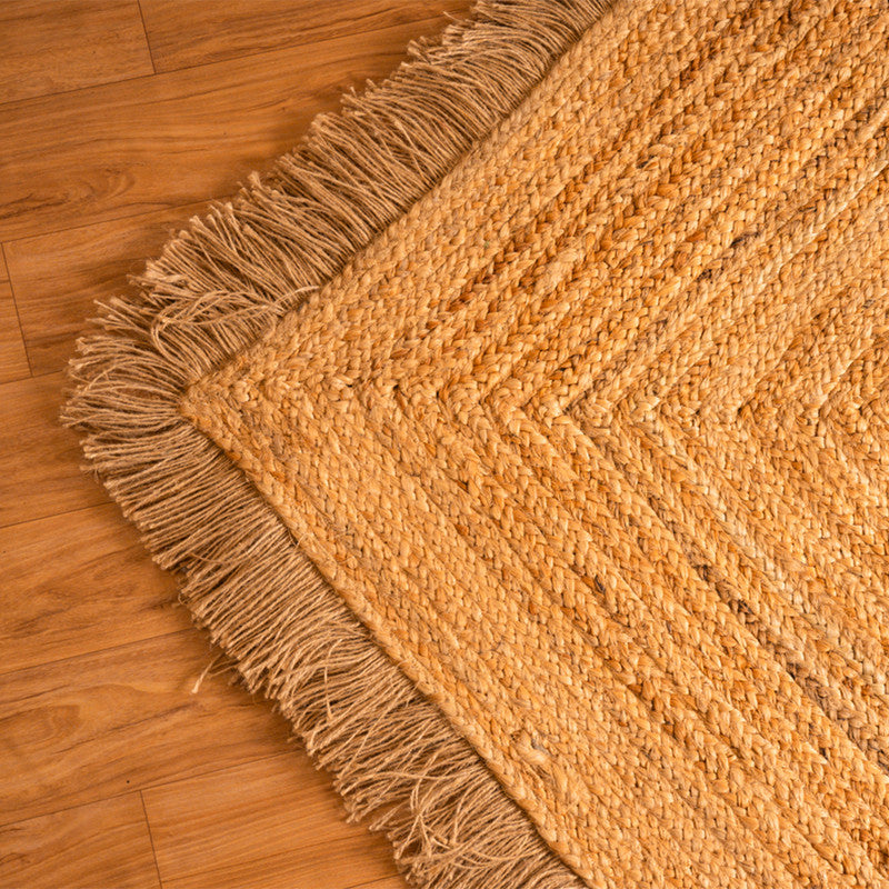 Jute Floor Carpet | Lace Rectangle | Beige | Ultra Large - 4 x 3 Feet