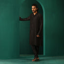 Black Long Kurta for Men | Silk Blend