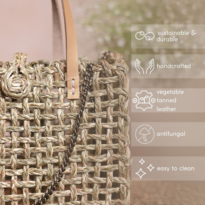 Mini Handbag for Women | Sabai Grass | Gold