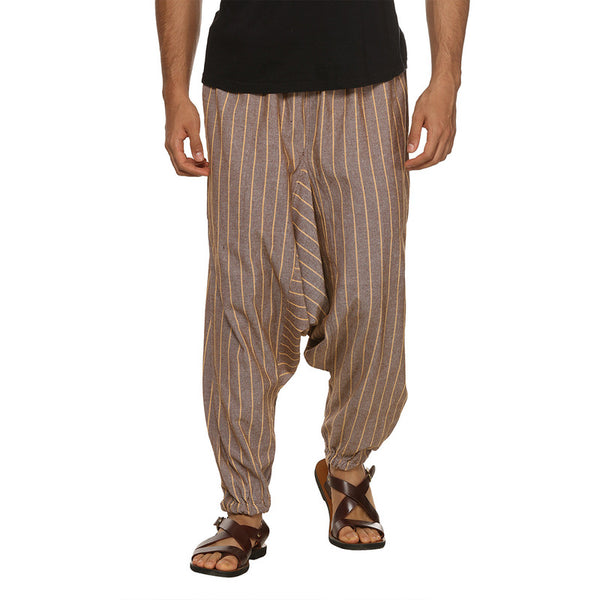 Cotton Harem Pants for Men | Blue & Brown | Pack of 2 | Stripes