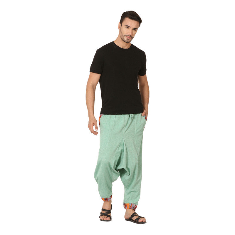 Cotton Harem Pants for Men | Sea Green | Tribal Print