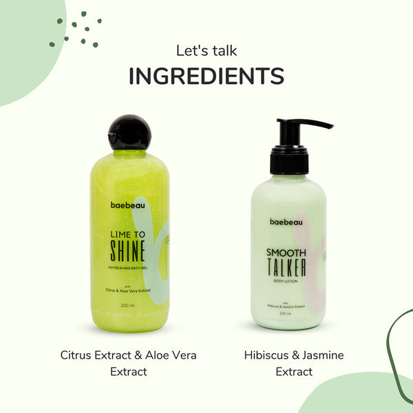 Refreshing Bath Gel & Body Lotion Combo | Lime to Shine & Smooth Talker | Set of 2