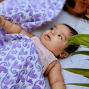 Muslin Baby Blanket | Monkey Print | Blue & Purple | 44 x 44 inches