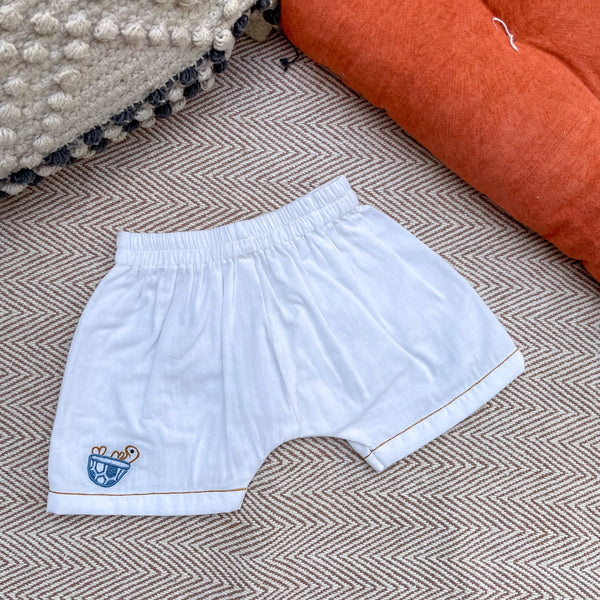 Cotton Kids Shorts Set | White