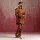 Cotton Brown Kurta Set for Men | Shirt Collar