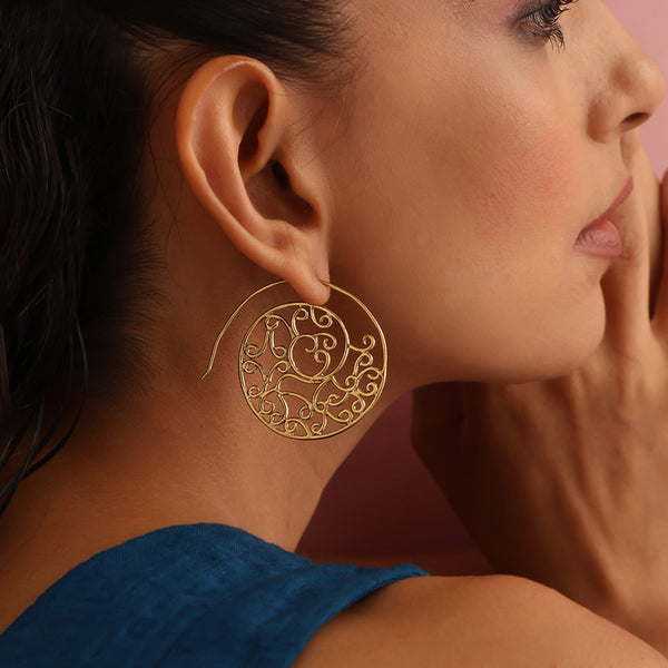 Brass Swirl Earrings for Women | Gold