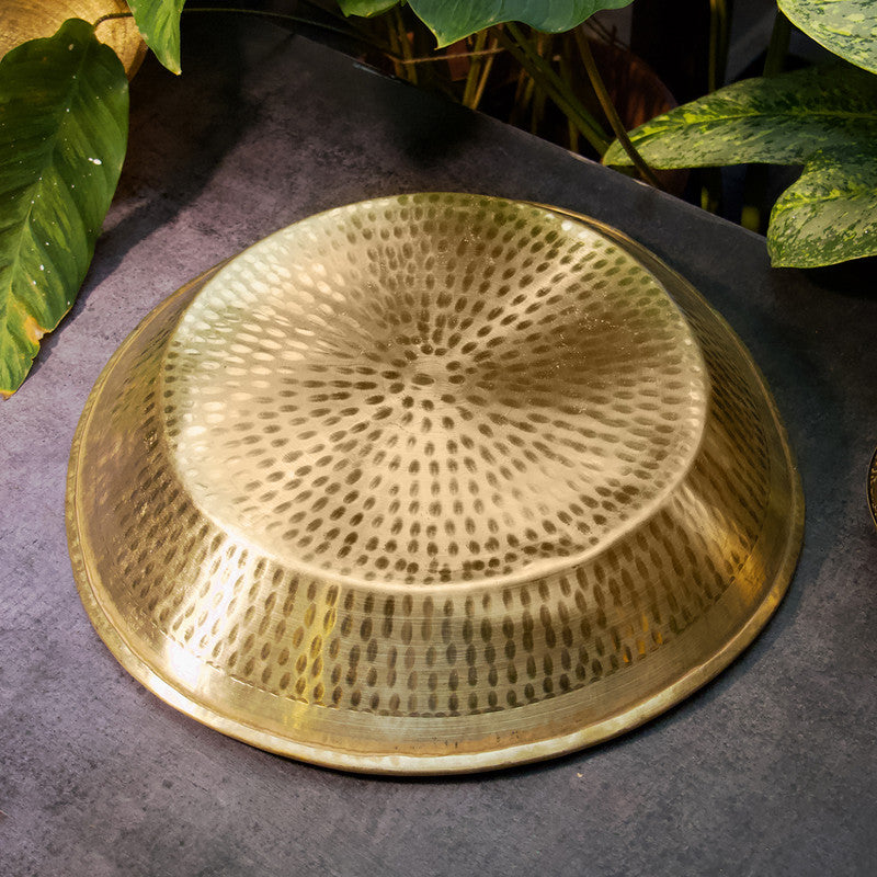 Brass Hammered Parat | Diameter - 16 inches | Gold