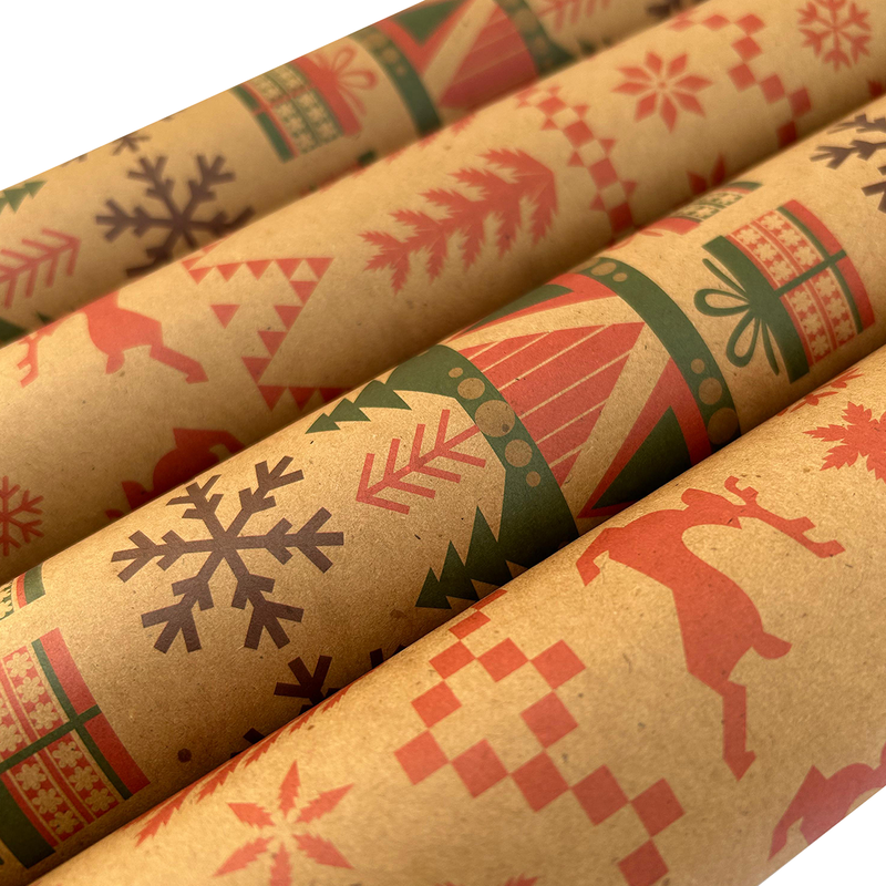Gifting Wrapping Paper | 100% Recycled Paper | Pack of 8 Sheets