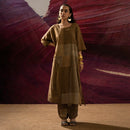 Cotton Kurta Set with Dupatta | Mud Brown & Gold