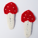 Cotton Mushroom Crochet Hair Clips For Girls | Red & White | Set of 2