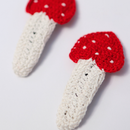 Cotton Mushroom Crochet Hair Clips For Girls | Red & White | Set of 2