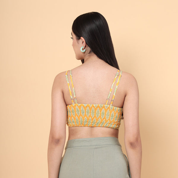 Cotton Bralette Top For Women | Printed | Yellow