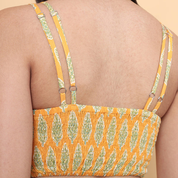Cotton Bralette Top For Women | Printed | Yellow