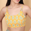 Cotton Bralette Top For Women | Printed | Yellow