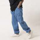 Cotton Baggy Cargo Pants for Men | Denim Blue