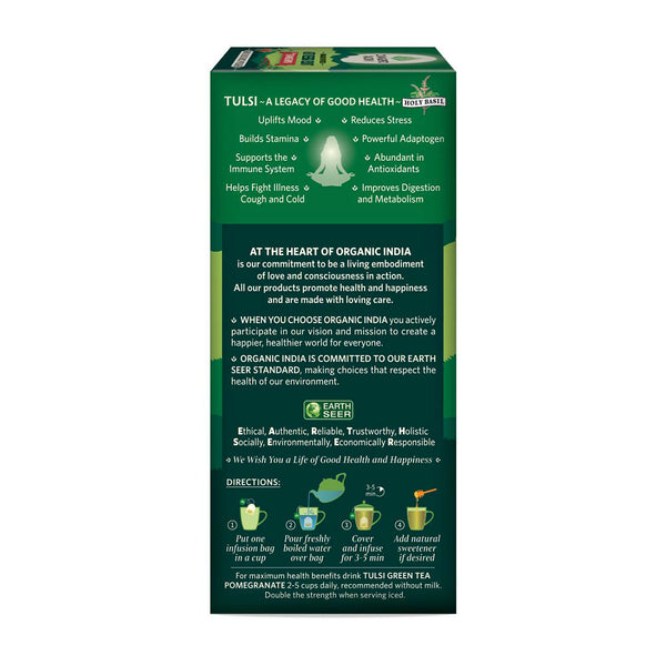 Organic India | Tulsi Green Tea | Pomegranate | 25 Tea Bags