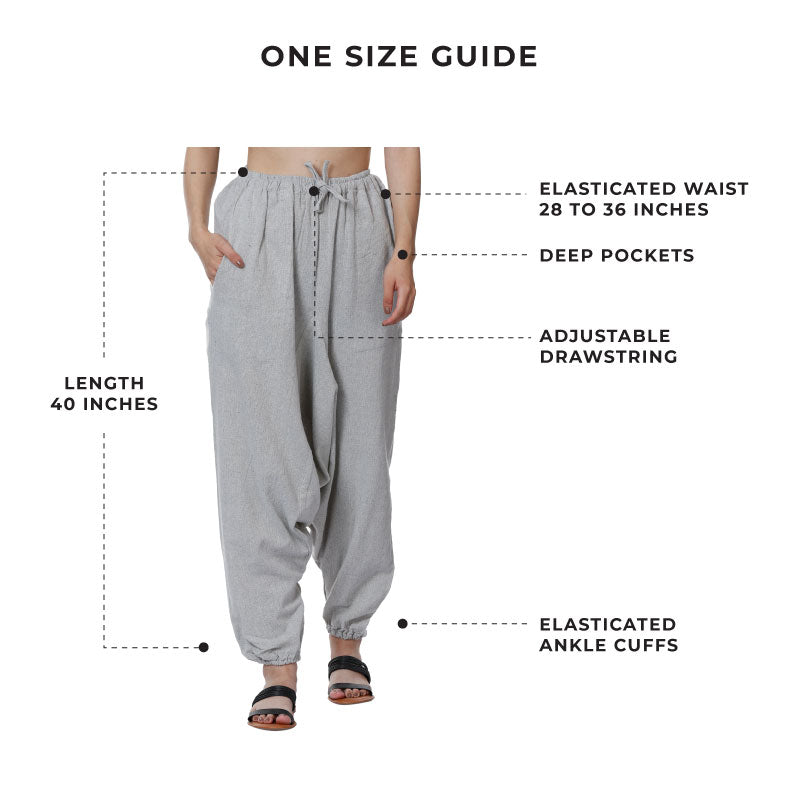 Cotton Harem Pants for Women | Melange Grey | Stripes