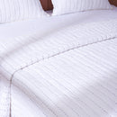 Cotton Quilt with Pillow Shams | Striped | White