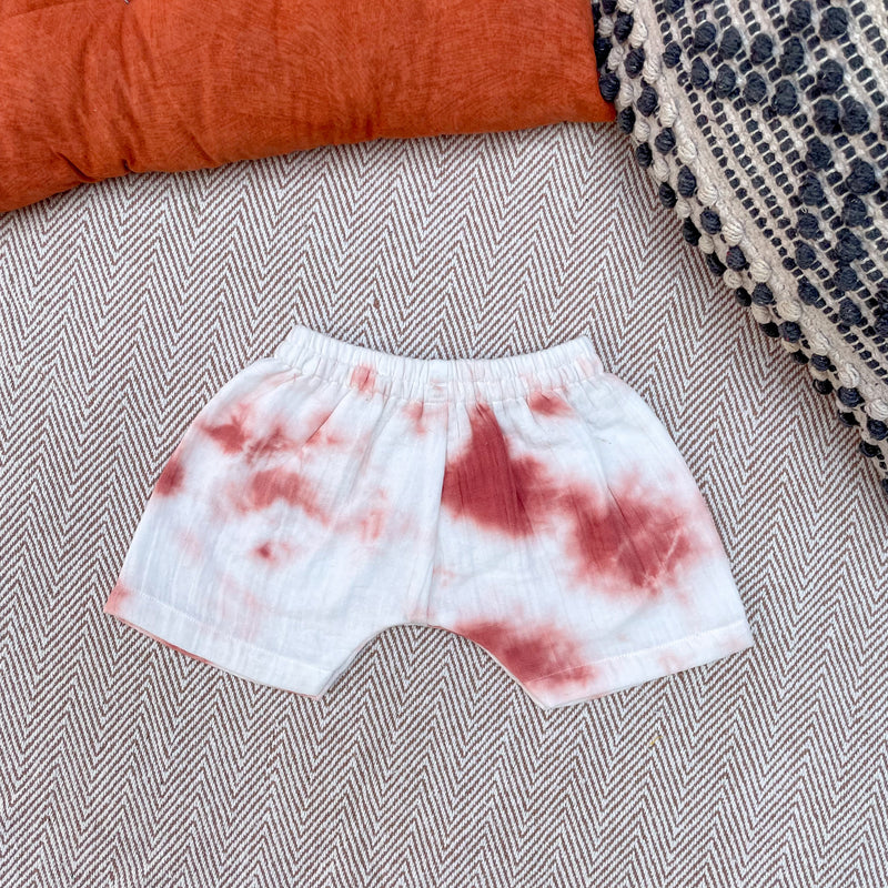 Muslin Jabla and Shorts Set for Kids | Tie-Dye | Rust Brown