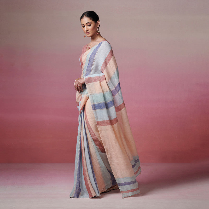 Linen Saree | Multicolor | Striped