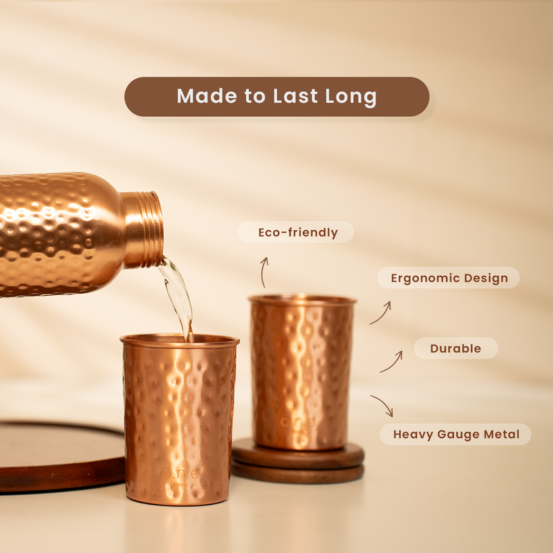 Copper Glass | Set of 2 | 300 ml | Hammered