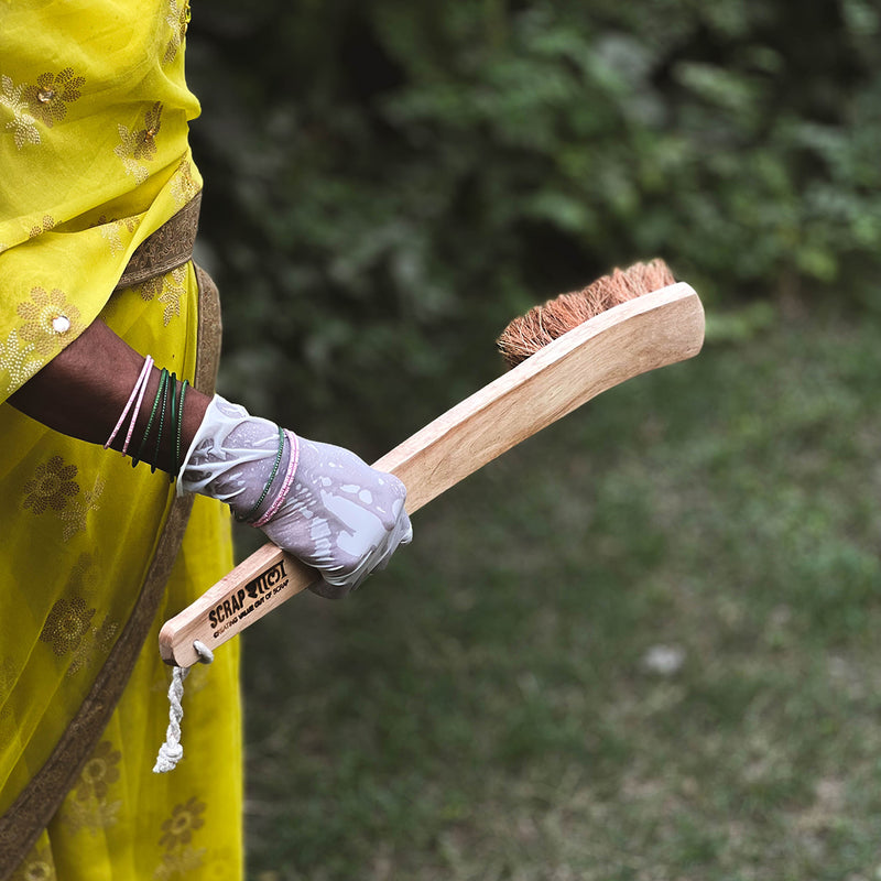 Coir Toilet Cleaning Brush | Long Handle  | Brown | 50 cm