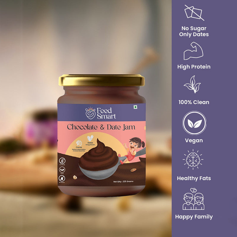 Chocolate & Date Jam | No Sugar | High Protein | 100% Natural | 225 g