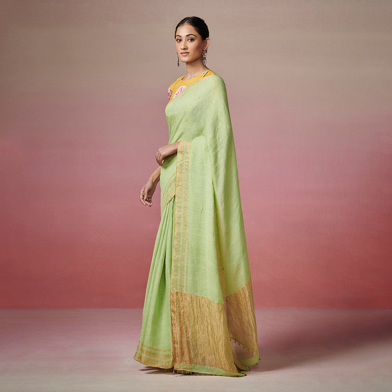 Linen Saree | Pista Green | Song of Spring