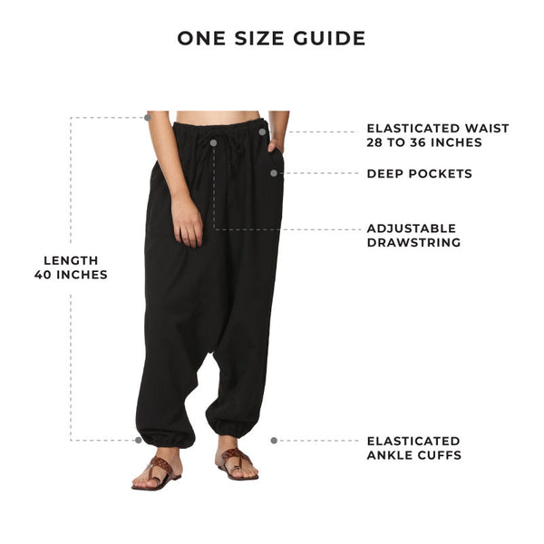 Cotton Black Harem Pants for Women