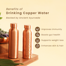 Copper Bottles with Gift Box | Set of 2 | 1 L | Plain & Hammered