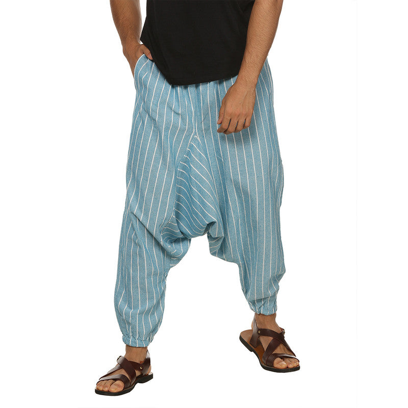 Cotton Harem Pants for Men | Blue & Brown | Pack of 2 | Stripes