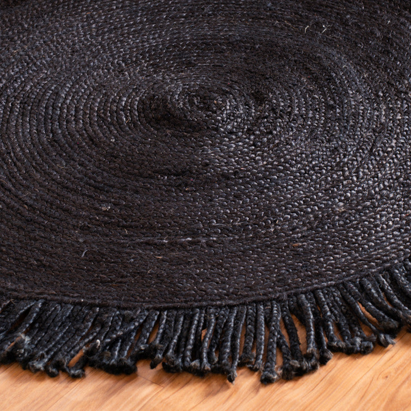 Jute Round Carpet | Black | Ultra Large - 4 x 4 Feet