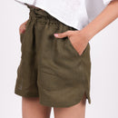 Linen Shorts for Women | Forest Green | Drawstring Waist